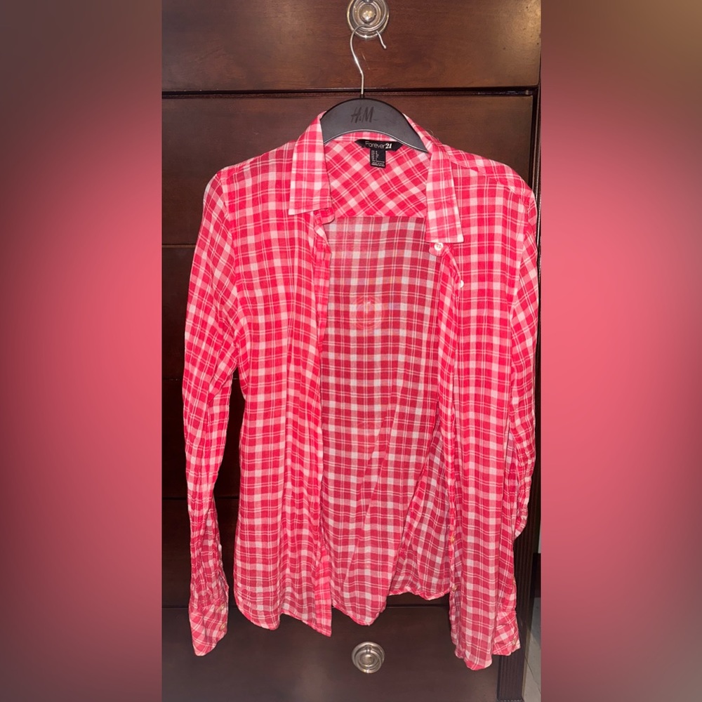 Forever 21 - Pink Plaid Button Down
